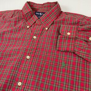 Ralph Lauren Bartlett Men's XL Red Green Plaid Button Down Shirt‎ Long Sleeve